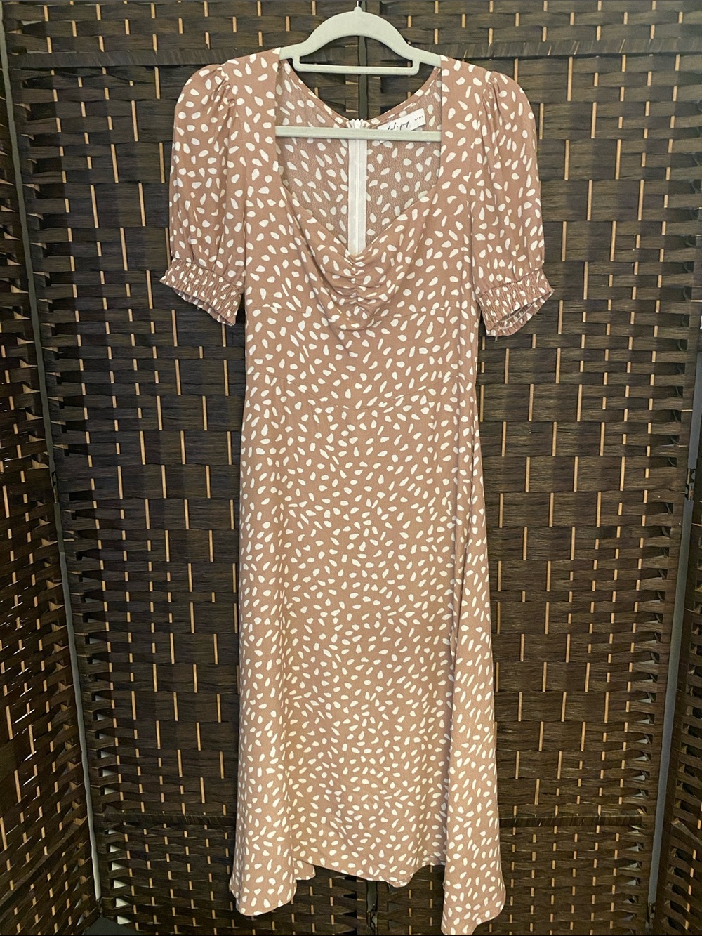 Petal Pup Dusty Rose Printed Midi Dress w/Front Slit - Size 6
